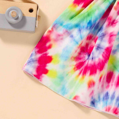 Tie-Dye Smocked Tie-Shoulder Dress