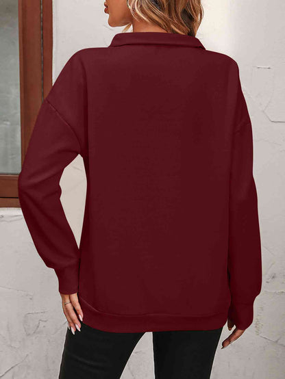 Zip-Up Dropped Shoulder Sweatshirt - Create the impossible