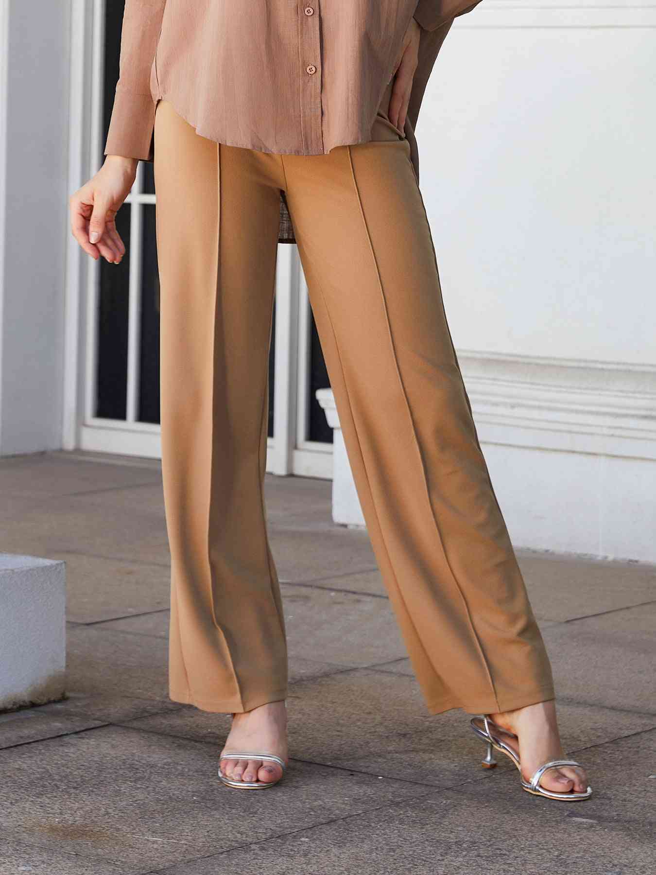 Double Take Center Seam Straight Leg Pants