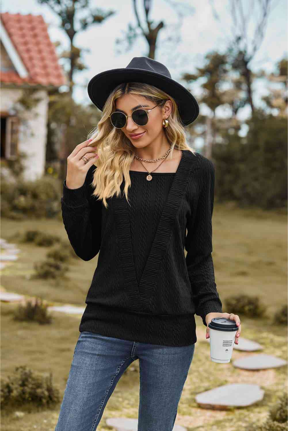 Square Neck Long Sleeve Blouse - Create the impossible