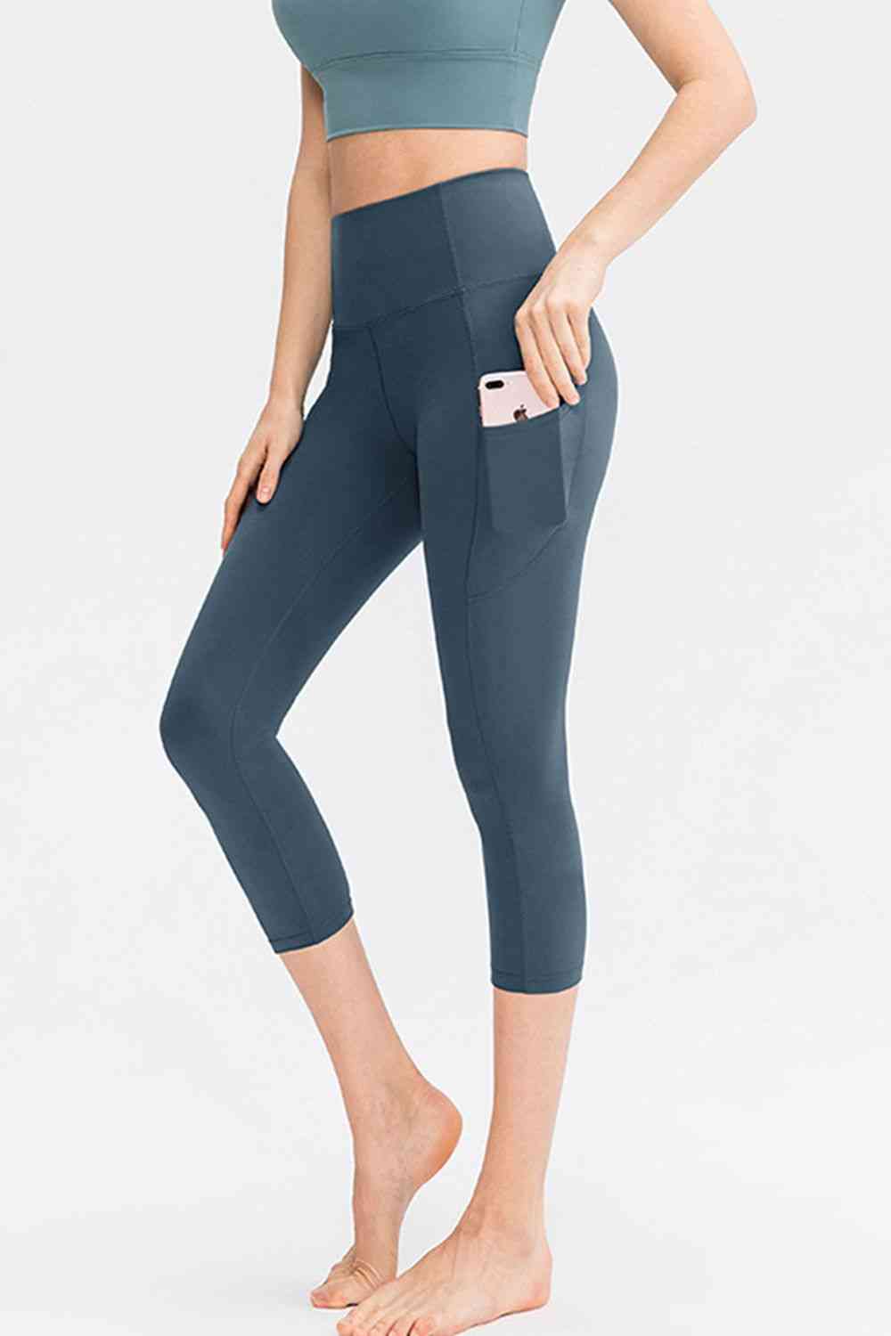 Wide Waistband Cropped Active Leggings with Pockets - Create the impossible