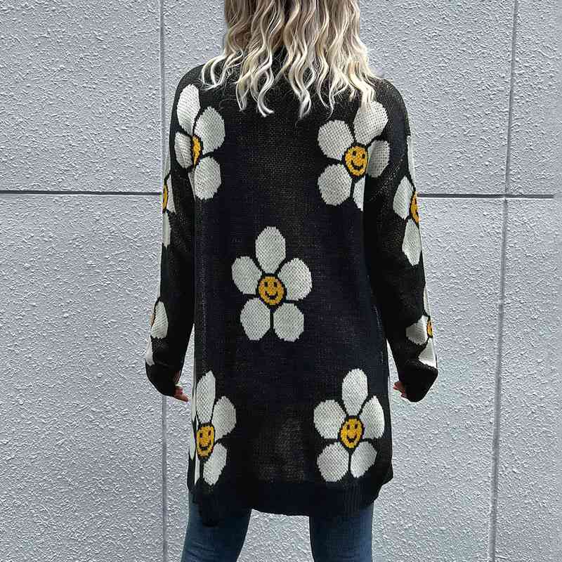 Floral Button Down Longline Cardigan - Create the impossible
