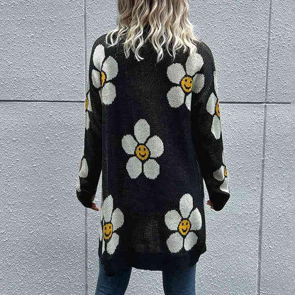 Floral Button Down Longline Cardigan - Create the impossible