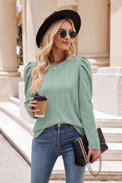 Round Neck Puff Sleeve Blouse - Create the impossible