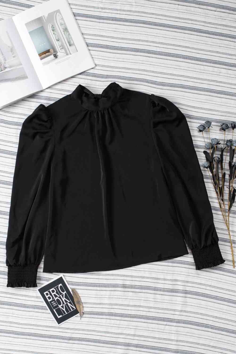 Mock Neck Puff Sleeve Blouse - Create the impossible