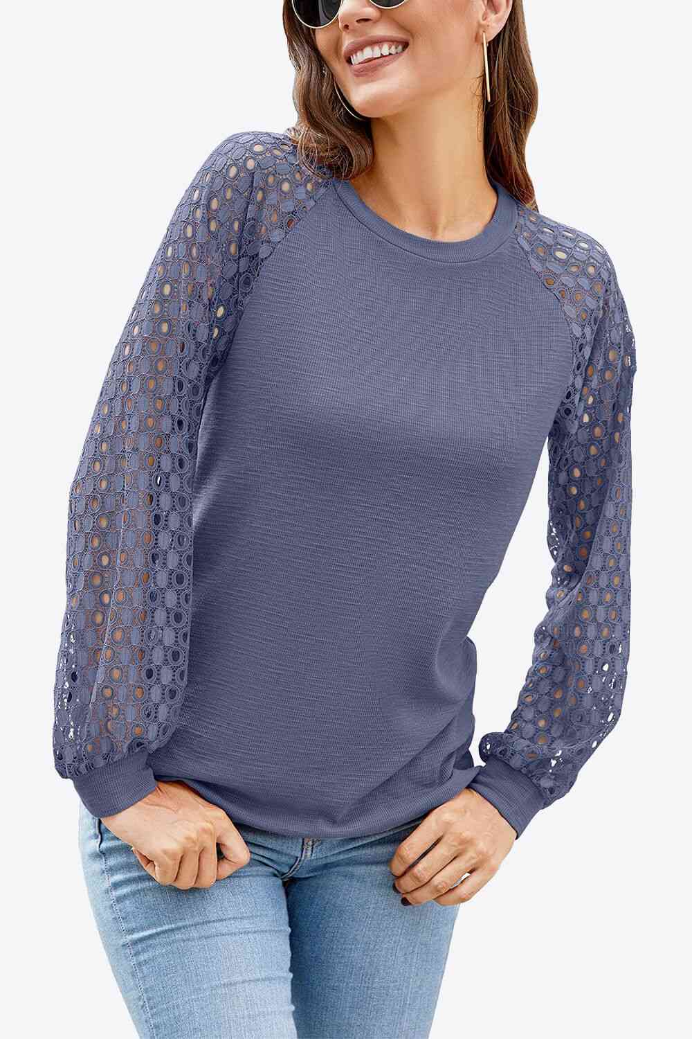 Long Raglan Sleeve Round Neck Tee