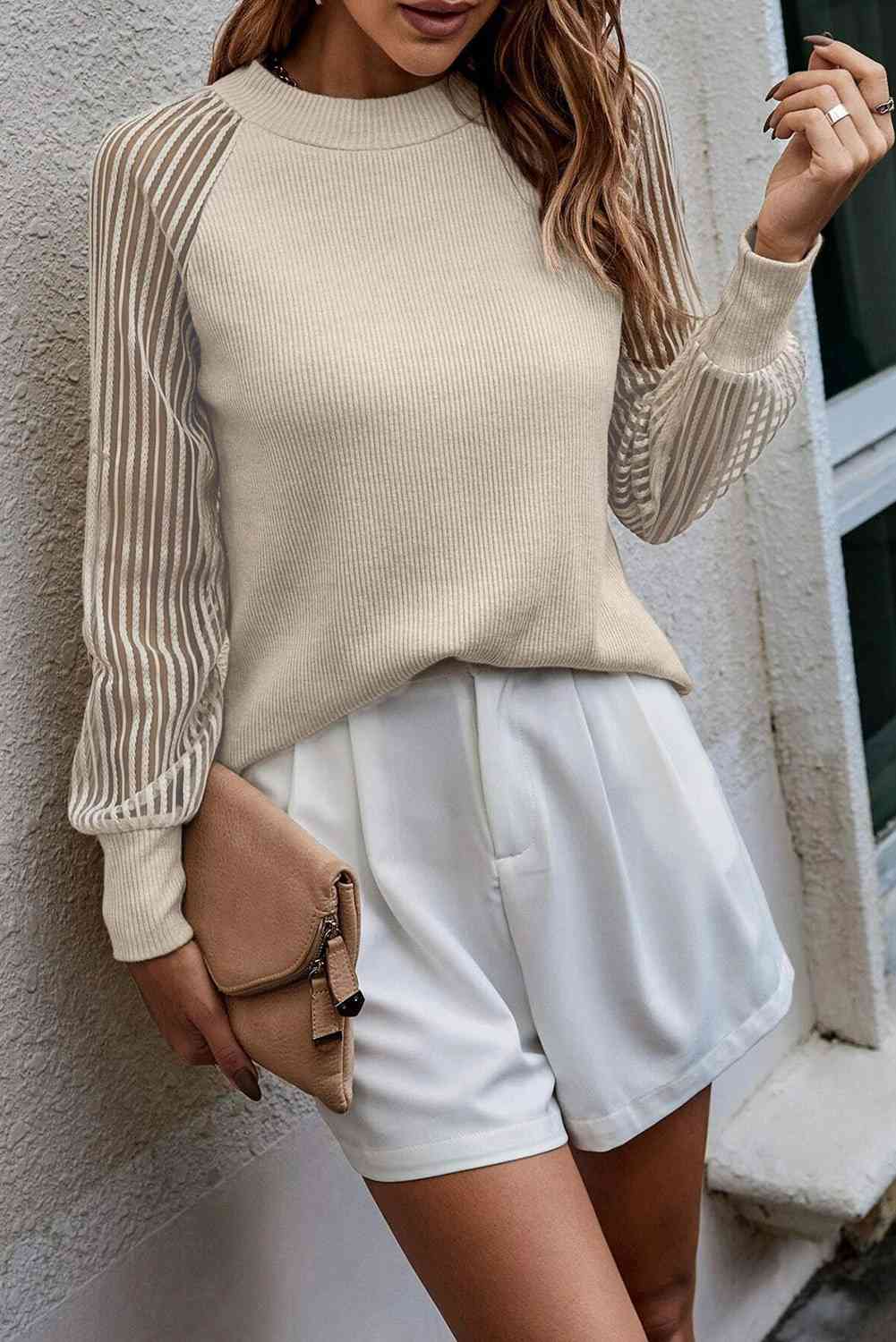 Round Neck Raglan Sleeve Knit Top - Create the impossible