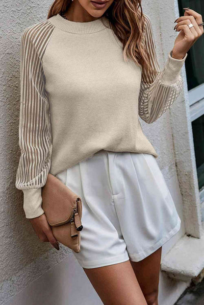 Round Neck Raglan Sleeve Knit Top - Create the impossible