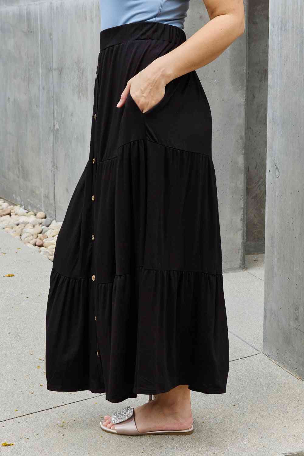 Heimish So Easy Full Size Solid Maxi Skirt