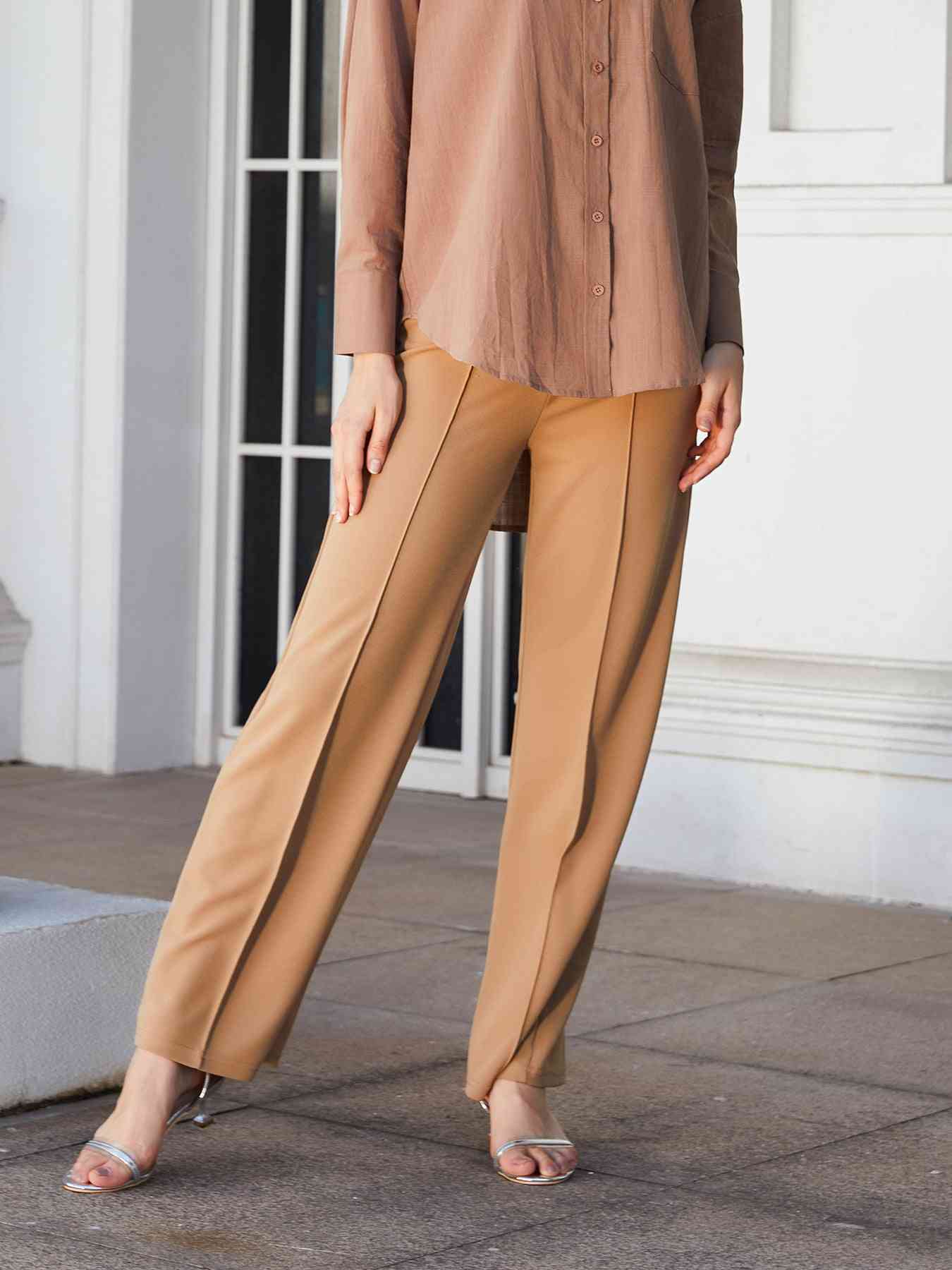 Double Take Center Seam Straight Leg Pants