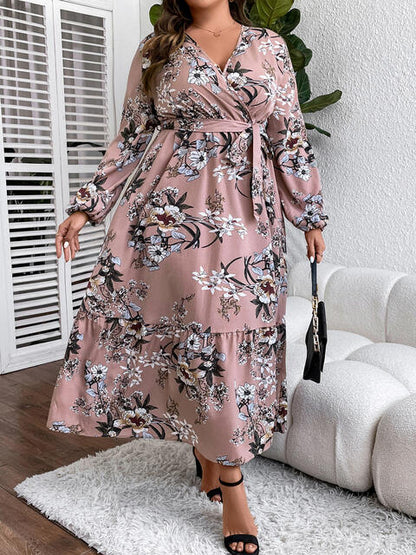 Plus Size Surplice Neck Maxi Dress