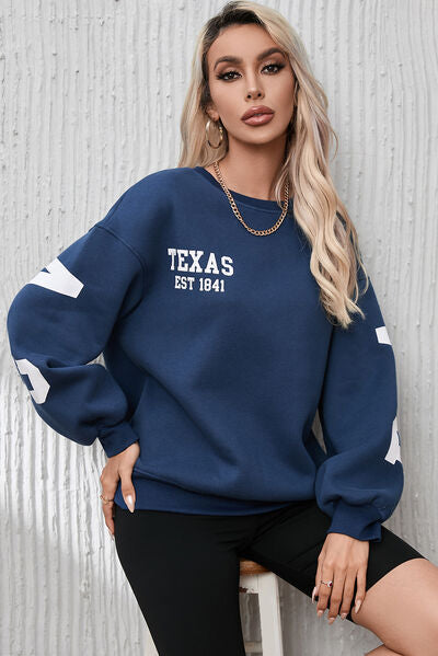 Letter Graphic Round Neck Dropped Shoulder Sweatshirt