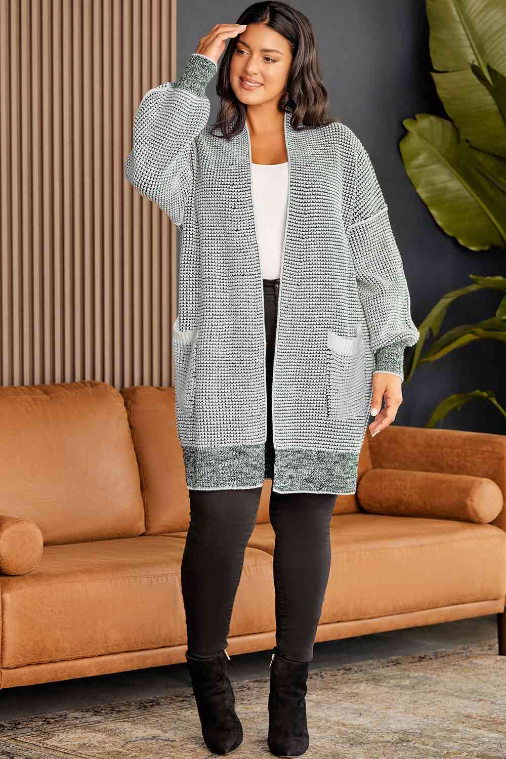 Plus Size Open Front Longline Cardigan - Create the impossible