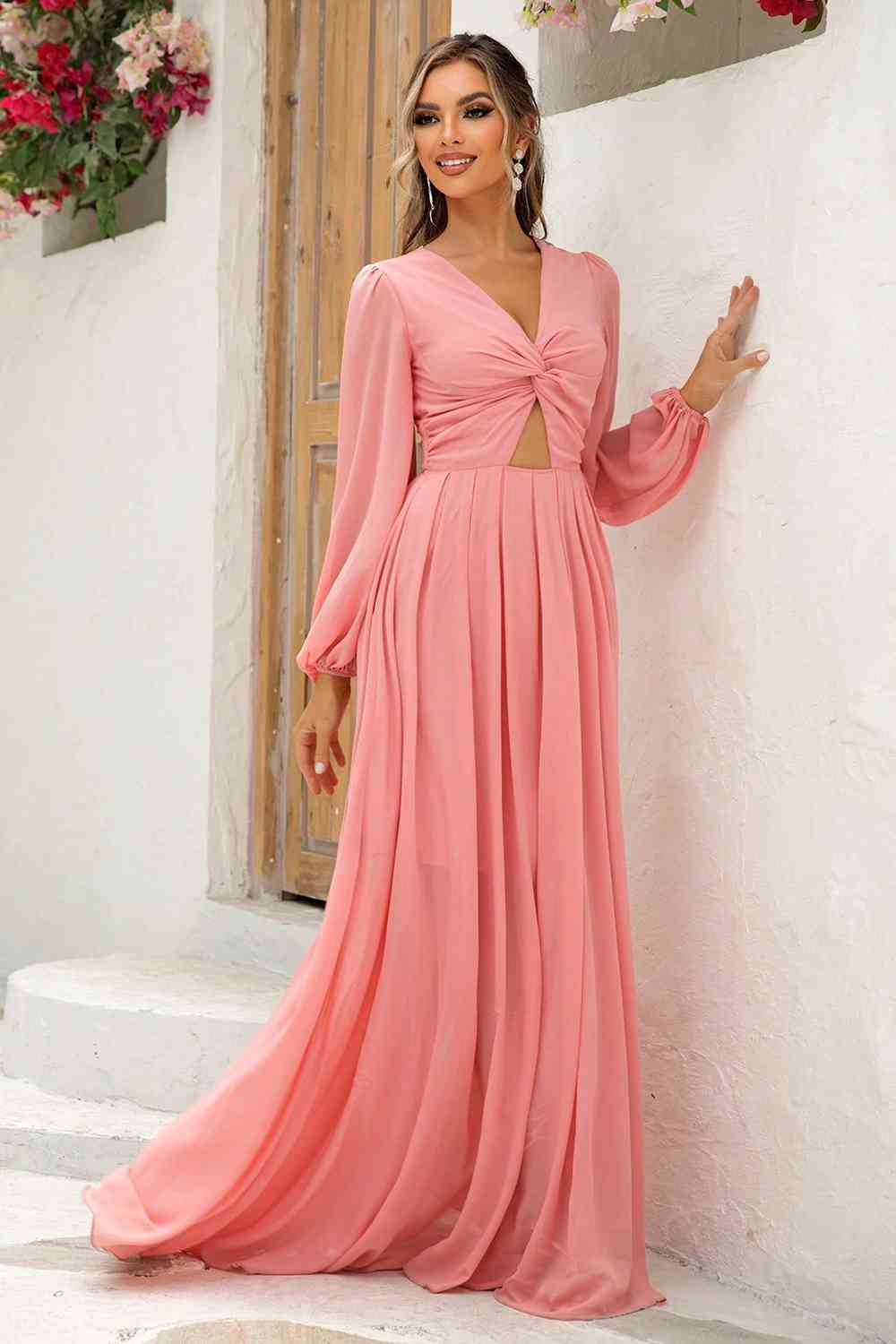 Twist Front Cutout Long Sleeve Dress - Create the impossible