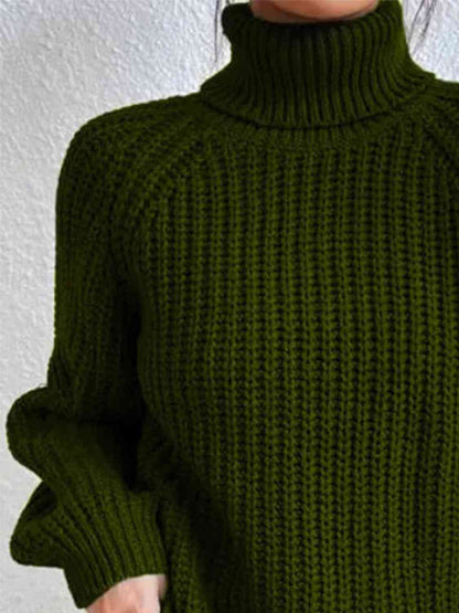 Full Size Turtleneck Rib-Knit Slit Sweater - Create the impossible