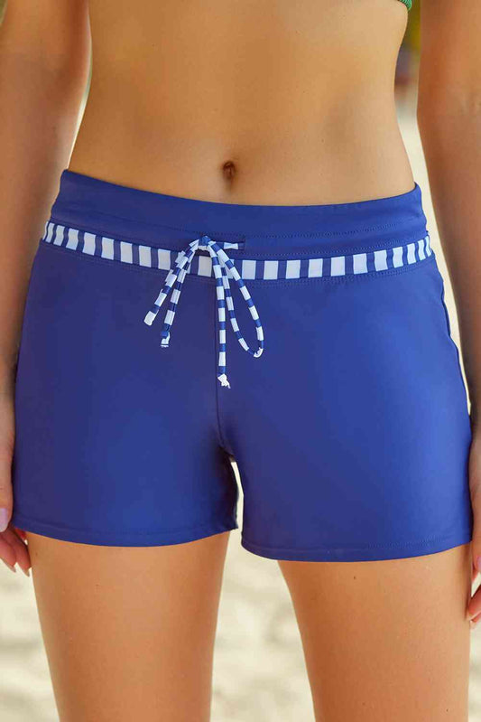 Full Size Run Contrast Drawstring Swim Bottoms