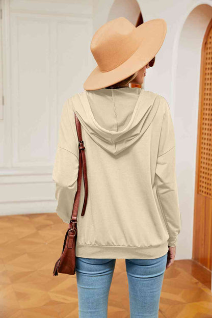 Quarter-Snap Drawstring Hoodie