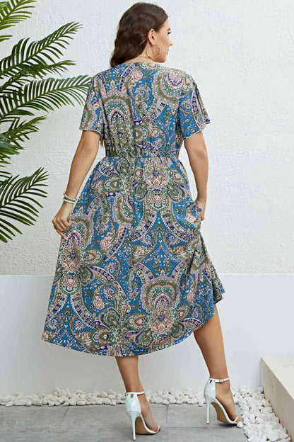 Printed Flutter Sleeve Midi Dress