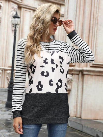 Leopard Striped Long Sleeve T-Shirt