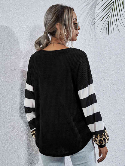 Leopard Striped Waffle-Knit Top - Create the impossible