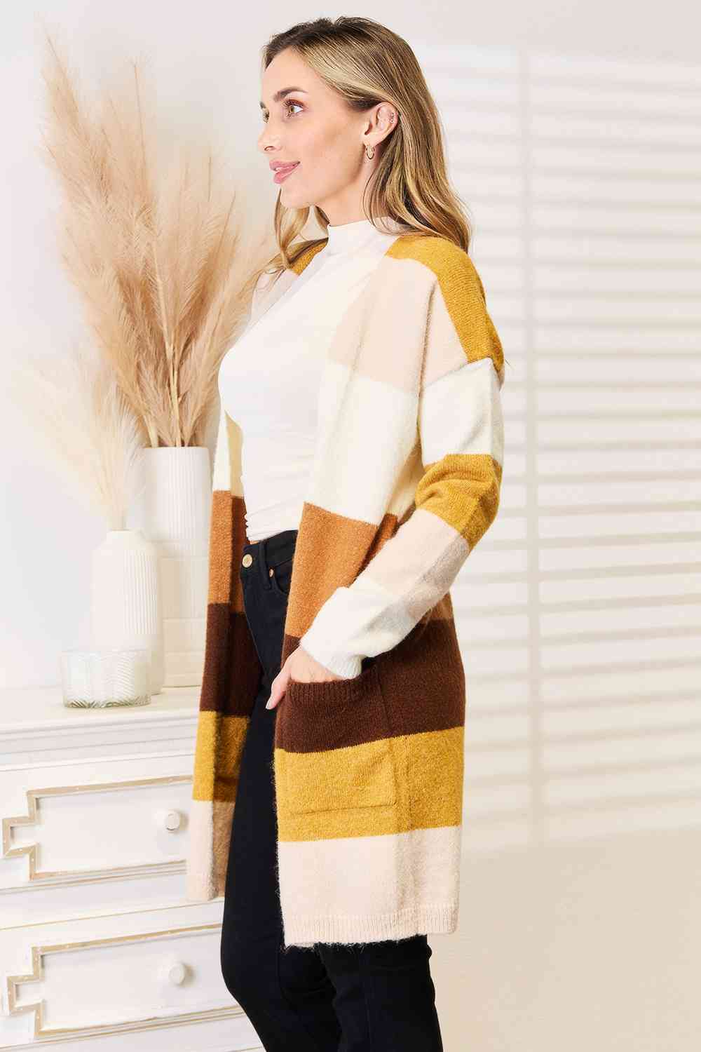 Woven Right Color Block Dropped Shoulder Cardigan - Create the impossible