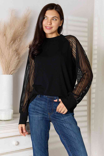 Double Take Round Neck Raglan Sleeve Blouse - Create the impossible