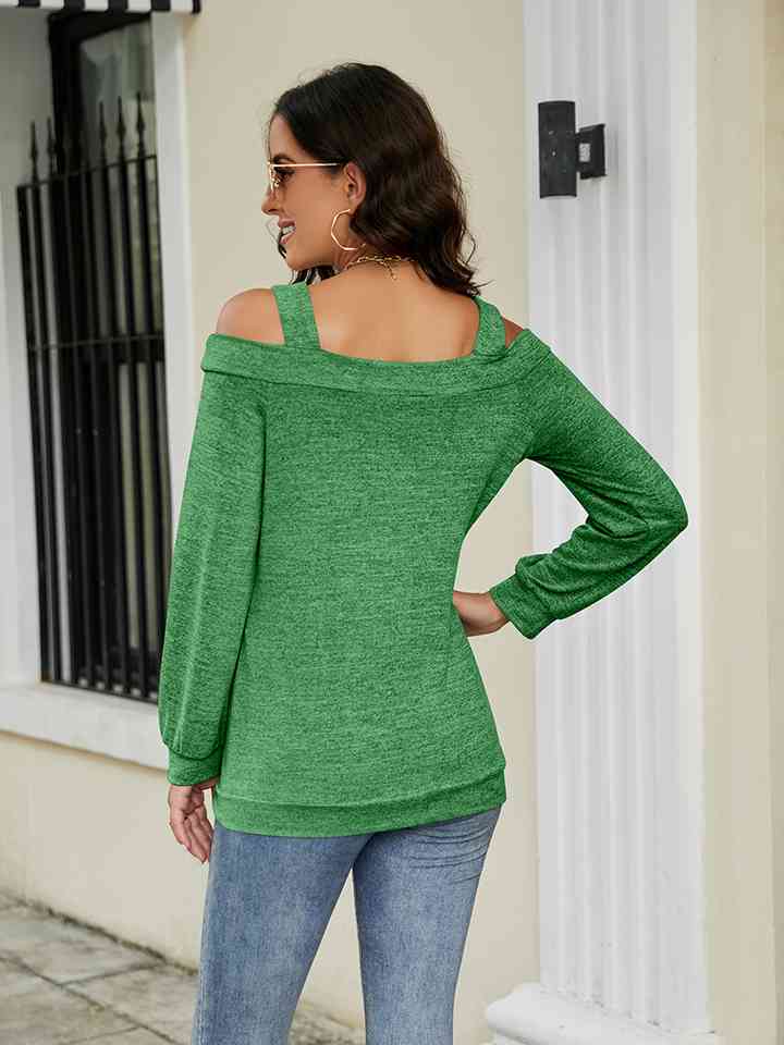 Cold Shoulder Cutout Square Neck Blouse - Create the impossible