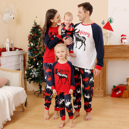 Women MERRY CHRISTMAS Graphic Top and Reindeer Pants Set