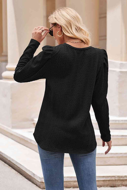 Round Neck Puff Sleeve Blouse - Create the impossible