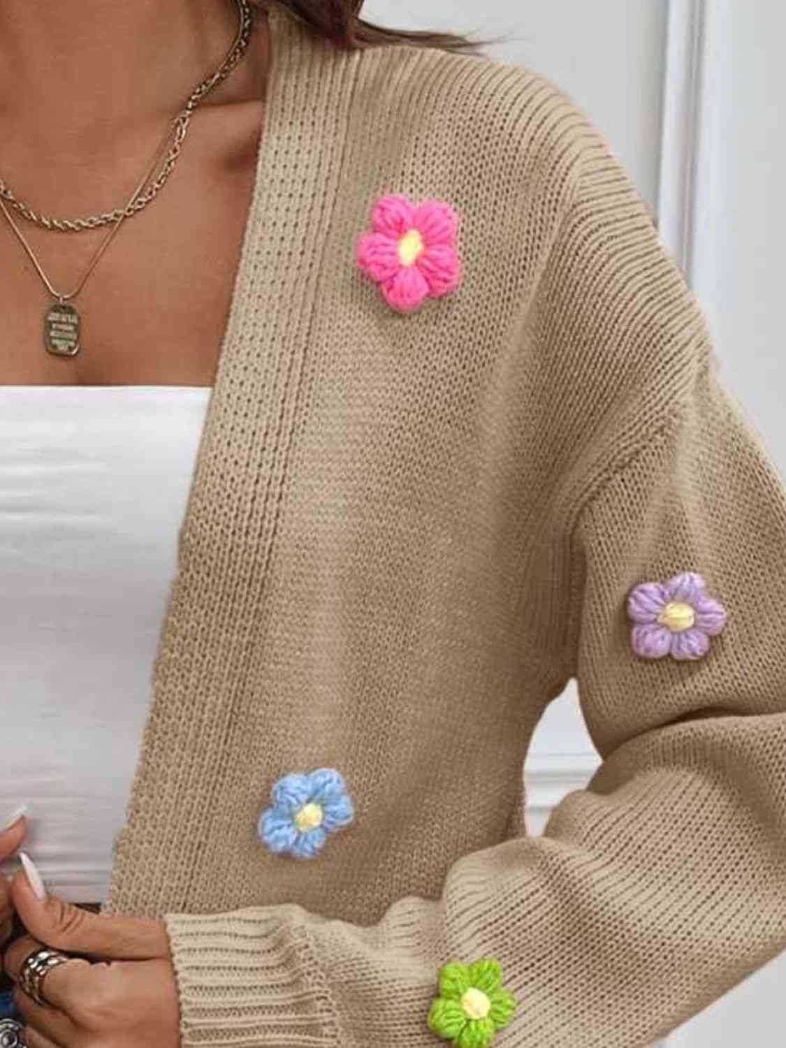 Floral Long Sleeve Open Front Cardigan - Create the impossible