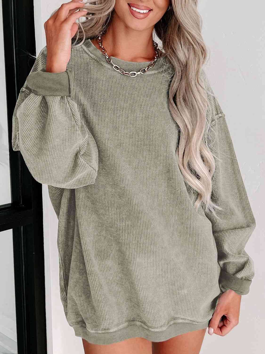 Round Neck Dropped Shoulder Sweatshirt - Create the impossible