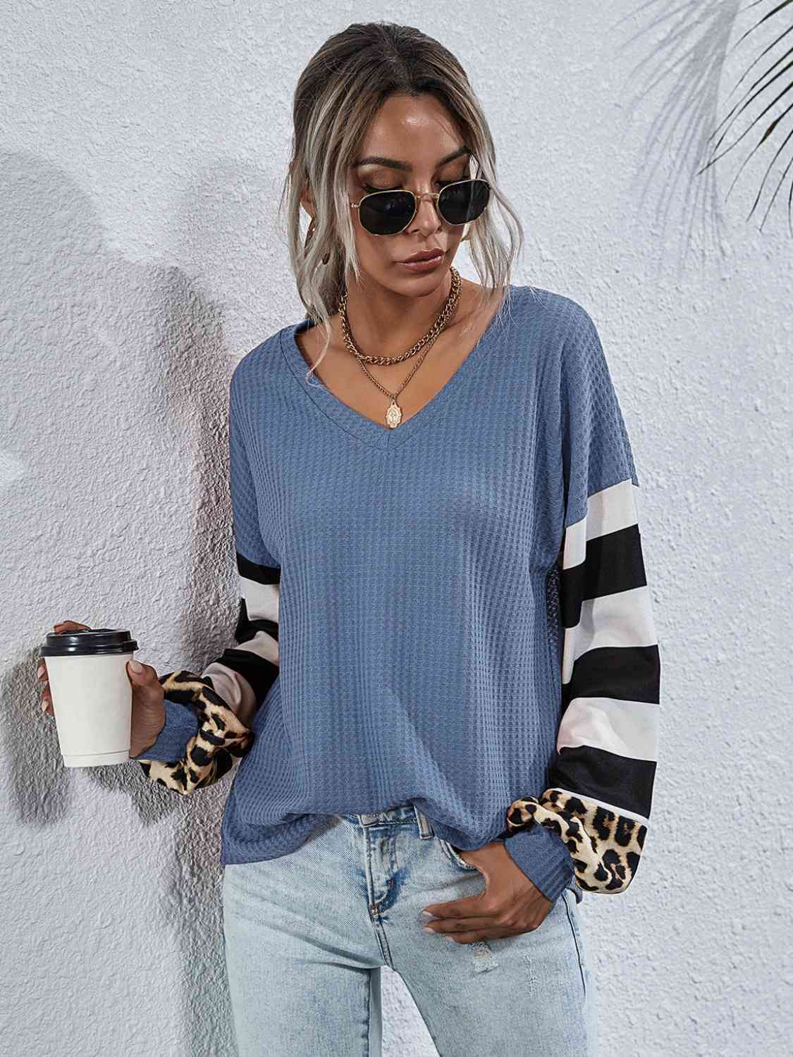 Leopard Striped Waffle-Knit Top - Create the impossible