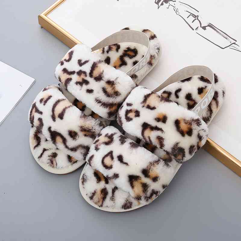 Faux Fur Open Toe Slippers