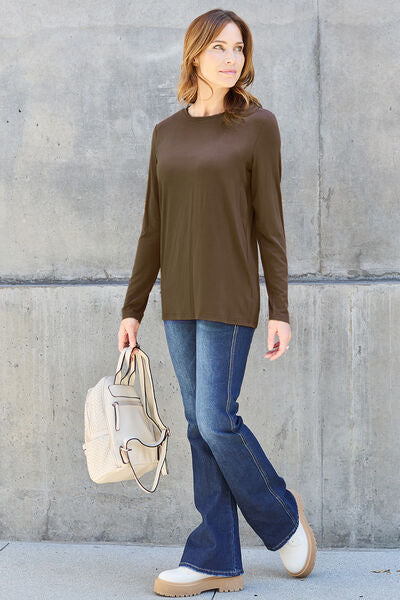 Basic Bae Full Size Round Neck Long Sleeve Top - Create the impossible