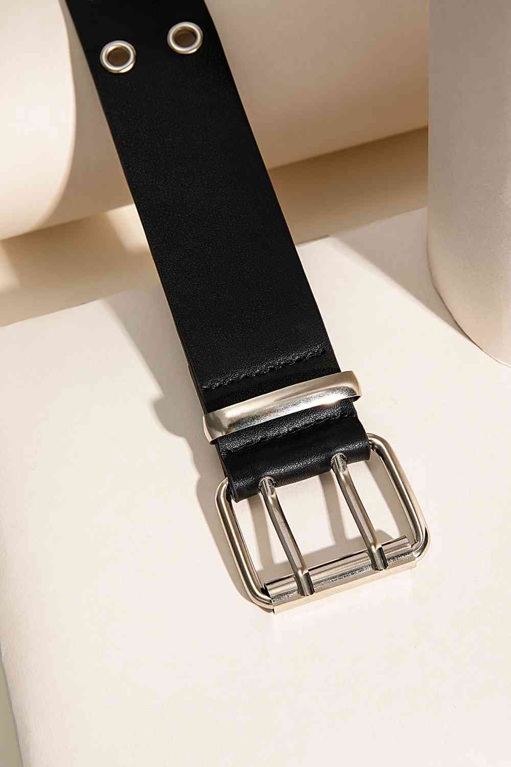 Double Row Grommet PU Leather Belt