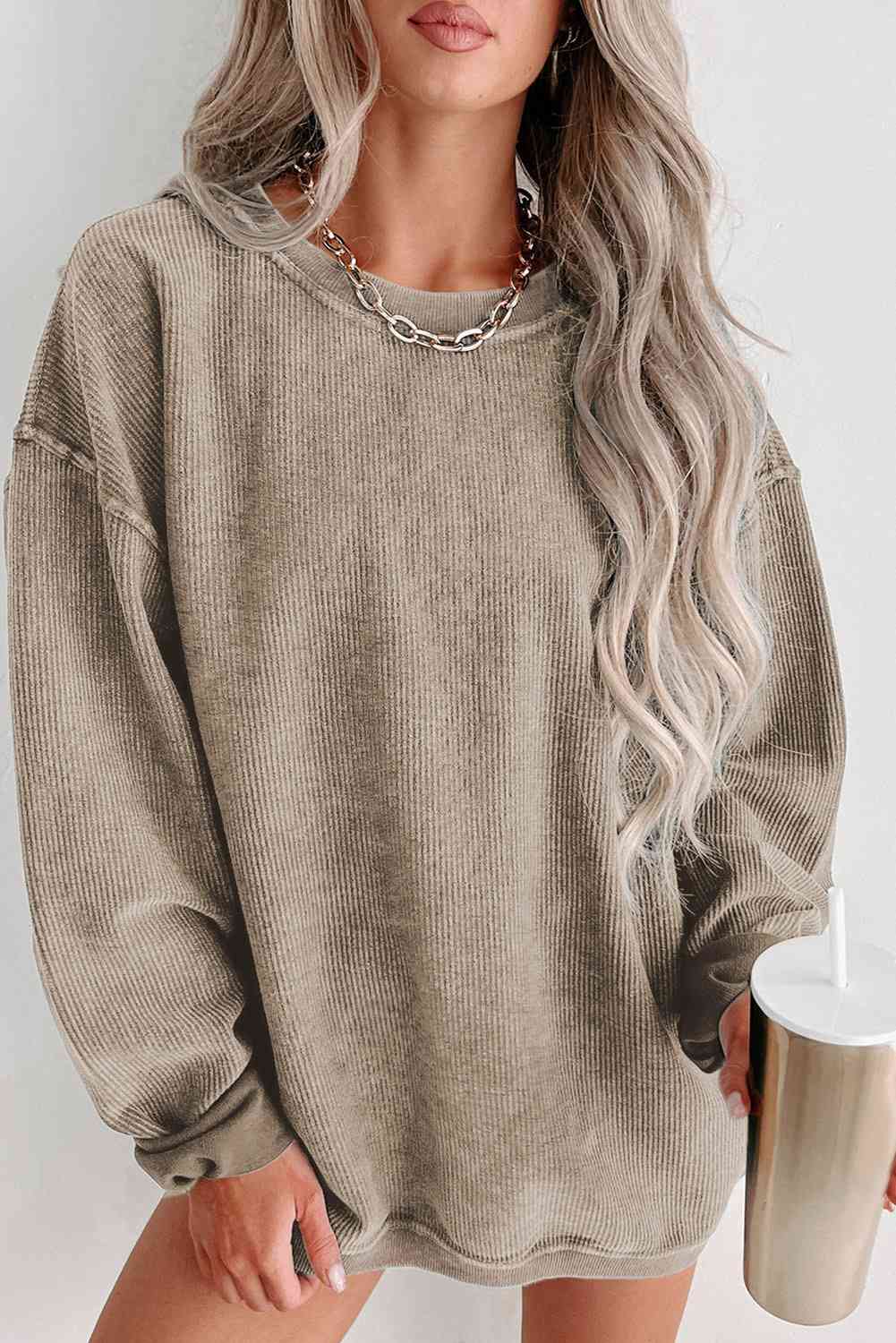Round Neck Dropped Shoulder Sweatshirt - Create the impossible