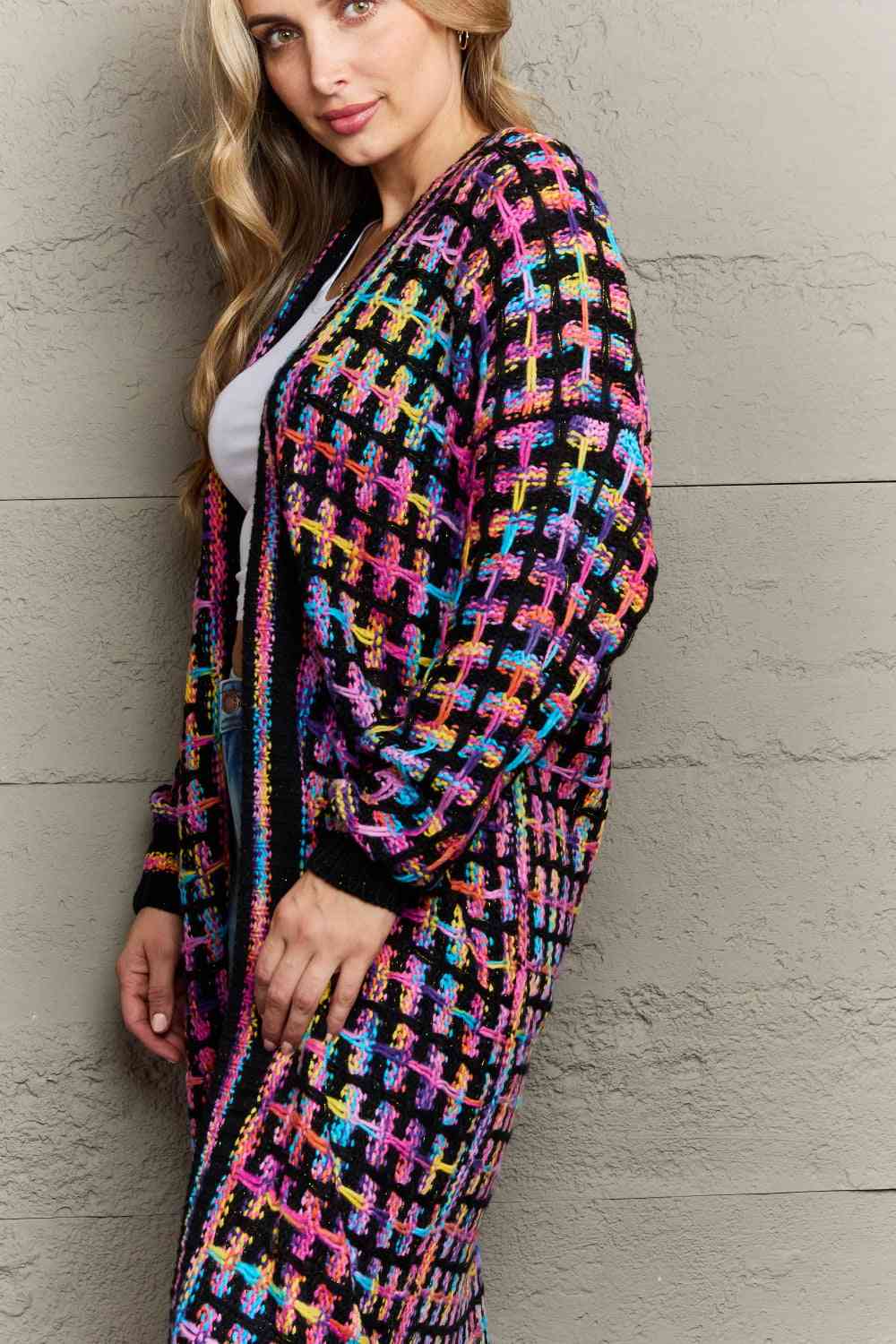 Multicolored Open Front Fringe Hem Cardigan - Create the impossible
