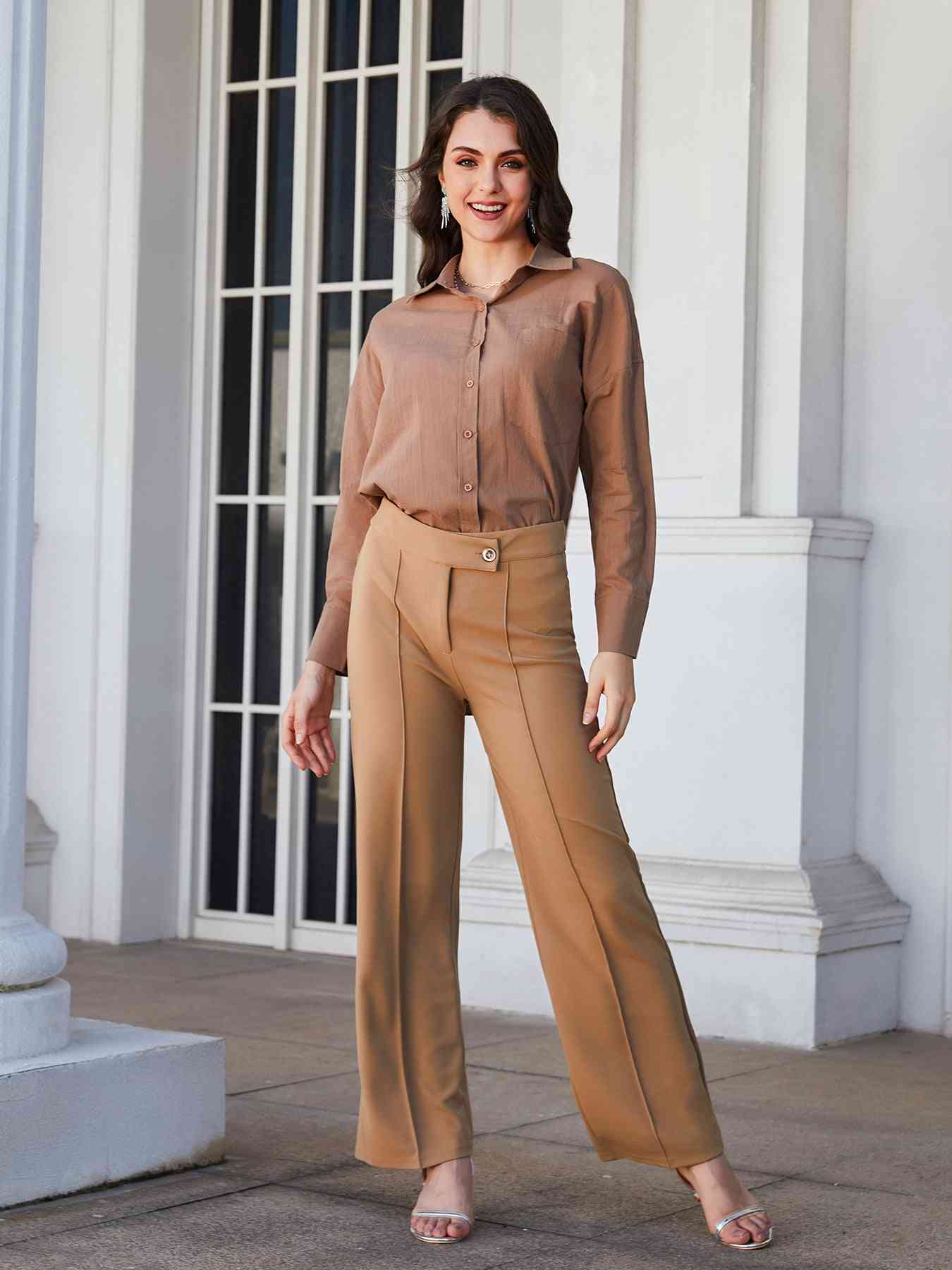 Double Take Center Seam Straight Leg Pants