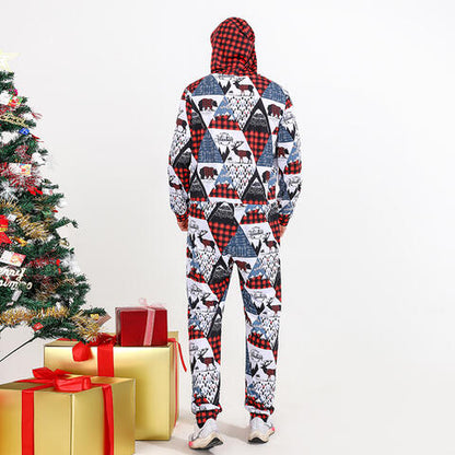 Men Printed Hooded Jumpsuit