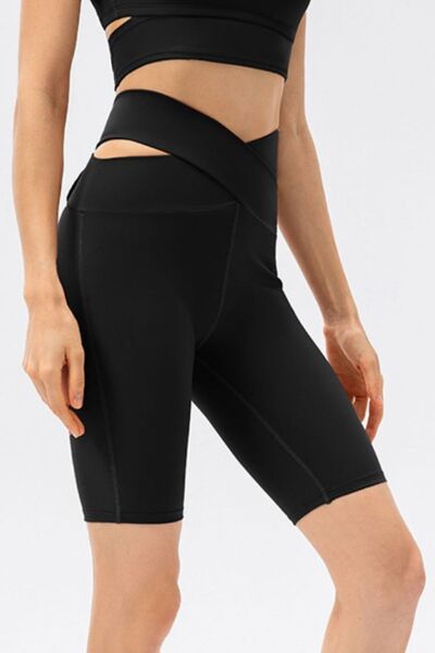 Crisscross Waistband Slim Fit Sports Shorts