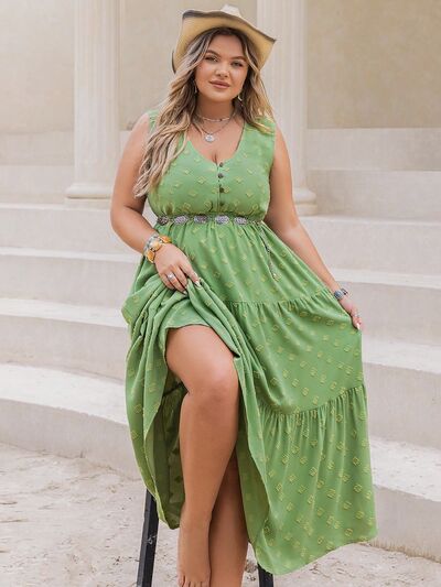 V-Neck Sleeveless Tiered Dress