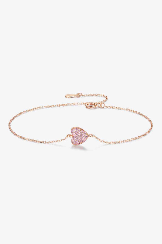 Zircon Heart 925 Sterling Silver Bracelet