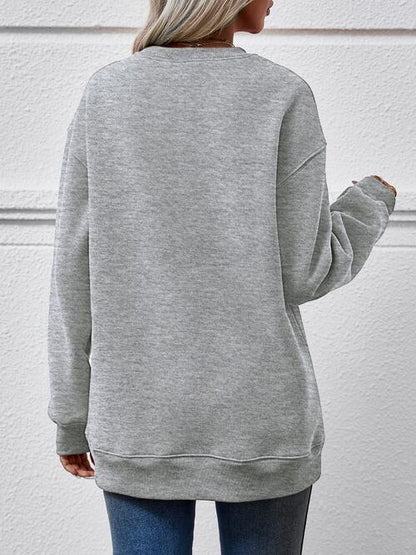 Round Neck Graphic Long Sleeve Sweatshirt