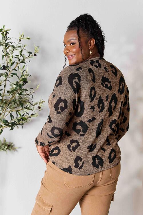 Hopely Full Size Leopard V-Neck Long Sleeve T-Shirt - Create the impossible