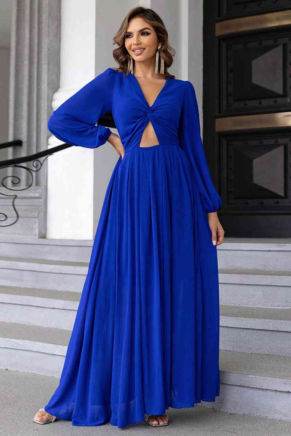 Twist Front Cutout Long Sleeve Dress - Create the impossible