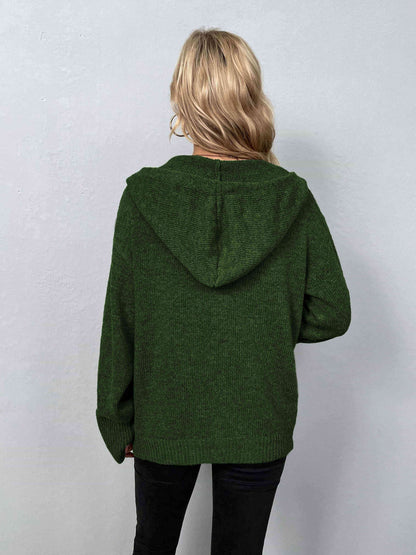 Button-Down Long Sleeve Hooded Sweater - Create the impossible