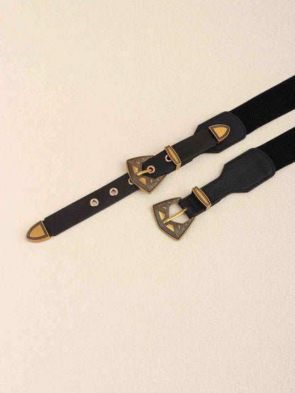 Double Buckle PU Leather Belt