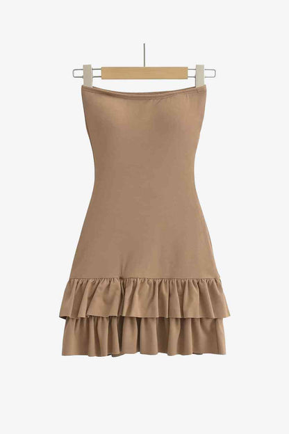 Strapless Ruffle Hem Dress