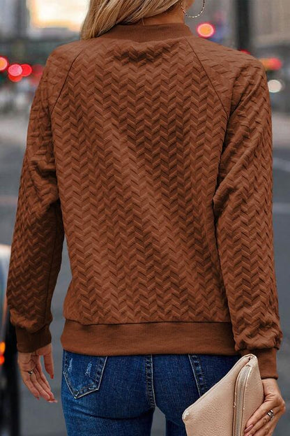Texture Round Neck Long Sleeve Sweatshirt - Create the impossible