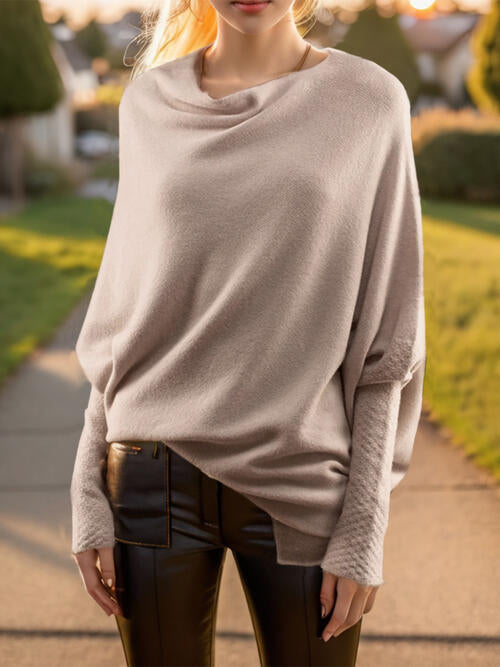 Texture Round Neck Long Sleeve Sweater